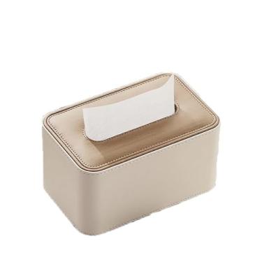Imagem de Capa para caixa de lenços de papel Caixa de lenços multifuncional com gaveta para papel higiênico, organizador simples para sala estar, mesa centro e outros ambientes(Beige)