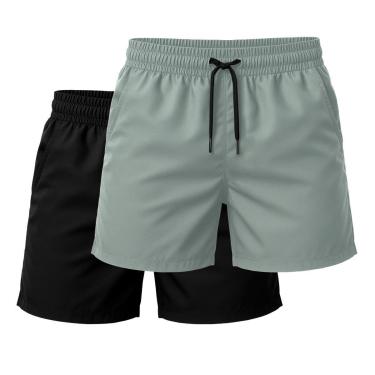 Imagem de Kit 2 Short Tactel Leve Praia Liso Bermuda Masculina-Masculino