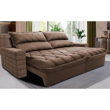 Imagem de Sofá Retrátil E Reclinável 2,75m Molas Ensacadas Cama Inbox Elegance Com Thermogel Velusoft Castor