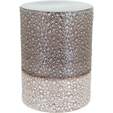 Imagem de Banqueta Cerâmica 47x34x34cm Bege Jardim Banco Decorativo Garden