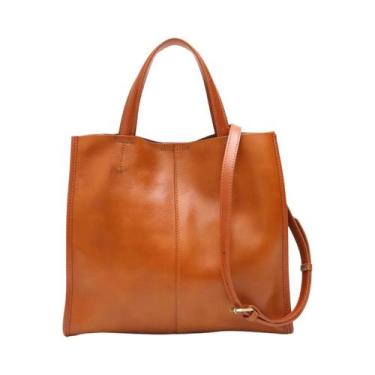 Imagem de Bolsa Feminina De Grande Capacidade Em Couro Genuíno, Estilo Vintage, 