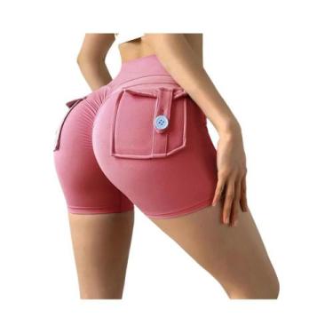 Imagem de Shorts De Yoga Sem Costura De Cintura Alta Para Mulheres, Com Efeito D