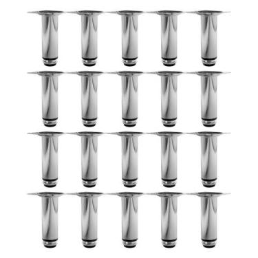 Imagem de Kit 20 Pés Para Móveis Regulável Redondo Cromado 10Cm - Hd Ferragens