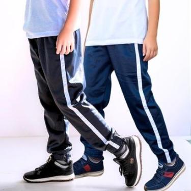 Imagem de Kit 2 Calça Jogger Infantil Helanca Flanelada Elástico na barra Escola Uniforme-Masculino