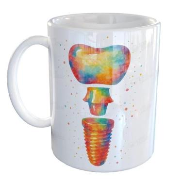 Imagem de Caneca Porcelana Odontologia Implantes - Pense Canecas, Branco