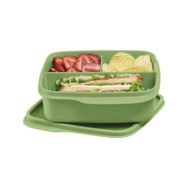 Imagem de Pote Hermético Tupperware Basic Line com Divisória 550ml, Verde, 550ml