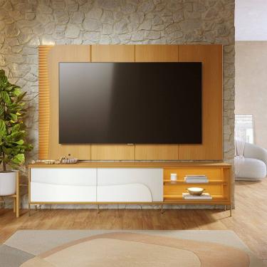 Imagem de Rack Bancada e Painel Amalfi para TV até 65 Polegadas com Pés de Metal Naturale Off White Colibri
