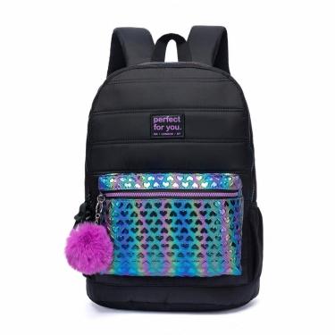 Imagem de Mochila Feminina Escolar Chaveiro Espaçosa-Feminino
