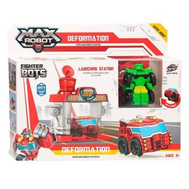 Imagem de Estação de Lançamento de Carro Robô 2 em 1 Max Robot Fighter Bots Verd