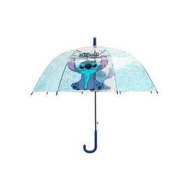 Imagem de Guarda chuva infantil transparente stitch azul - disney
