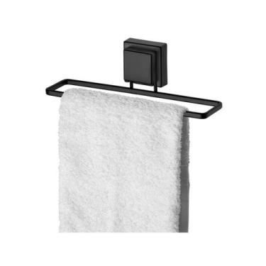 Imagem de Porta toalha rosto banheiro ventosa preto fosco 25 cm 8053pt - Future