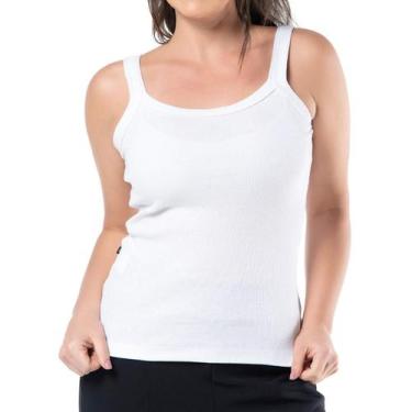 Imagem de Blusa regata feminina canelada básica algodão Keeper, Branco, G