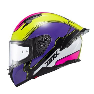 Imagem de Capacete Moto Feminino Texx Raptor Hornet Roxo + Viseira, Verde Roxo B