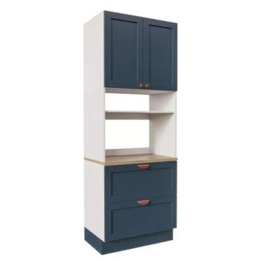 Imagem de Torre para Microondas Arizona CabeCasa MadeiraOriginals Azul/Branco - 