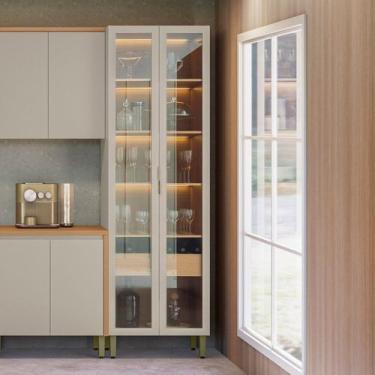 Imagem de Cristaleira Jantar 2 Portas Vidro 180CMX70CM Allure Marrom/Jequitibá/G