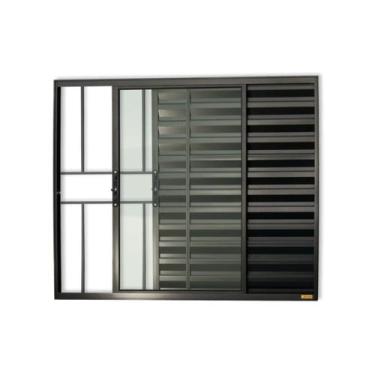 Imagem de Veneziana Confort 3 Folhas com Grade Vidro Liso 100cm x 100cm Brimak P