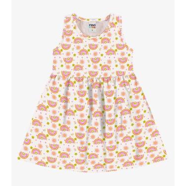 Imagem de Vestido Infantil Cotton Leve Estampado Rovi Kids Bege, 4, Bege