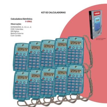 Imagem de Kit 10 Calculadoras Bolso Vighs V-8961 8 Dígitos