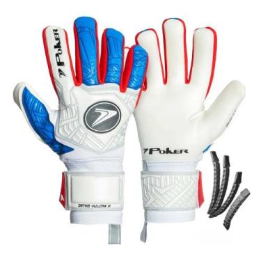 Imagem de Luva Poker Futebol Profissional Ortho Vulcan III, Branco, Azul, 10