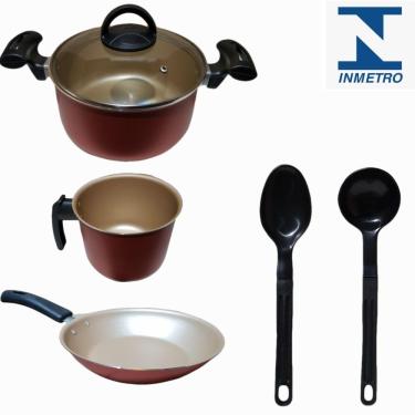 Imagem de Conjunto Teflon Antiaderente Grande 3 Peças + 2 Espátulas