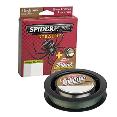 Imagem de SpiderWire Linha de pesca Stealth Trançada e Berkley Trilene 100% Fluorocarbono Líder de pesca Dual Carretéis