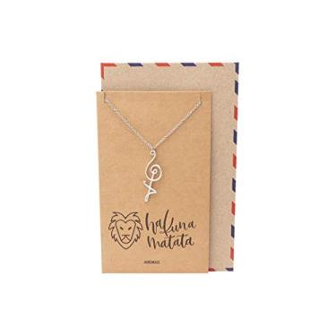 Imagem de Quan Jewelry Colar com pingente Hakuna Matata, pingente africano sem estresse, pingente sem preocupações, presente inspirado no filme O Rei Leão, para mulheres, joias inspiradoras com cartão de felicitações, Metal, não aplicável