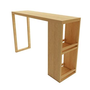 Imagem de KIZQYN Mesa de bar doméstico pequeno bar de madeira doméstico bar de pé alto mesa refrigerador de vinho leite loja de chá mesas e cadeiras pequenas conjunto de mesa de pub (cor: 150 * 40 * 105cm)