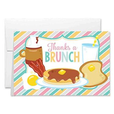 Imagem de Engraçado Thanks A Brunch Breakfast Food Tema Single (1) Cartão de agradecimento em branco para todas as ocasiões para enviar para amigos e familiares, 10,16 x 15,24 cm (quando dobrado) Preencha o cartão por AmandaCreation