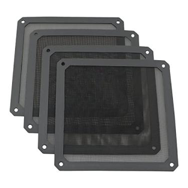 Imagem de ZYAMY 4 peças 140 mm ventilador de PC filtro de poeira moldura magnética ventilador de computador grades malha poeira PC refrigerador filtro tela à prova de poeira capas 14 cm x 14 cm, preto
