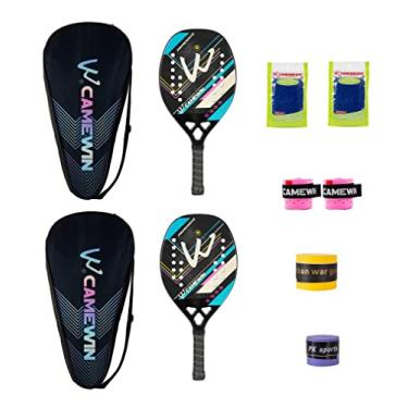 Imagem de Raquete de tênis de praia profissional padel carbono e fibra de vidro raquetes de tênis padel raquetes de rosto macio com bolsas (3K-007)