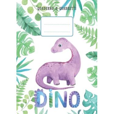 Imagem de Quaderno a quadretti DINO: simpatico quadernone con dinosauro cucciolo a quadretti grandi, 1 cm di lato, perfetto per la prima elementare, formato A4 senza margini