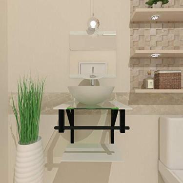 Imagem de GABINETE DE VIDRO PARA BANHEIRO 40CM COM TORNEIRA CASCATA BRANCO