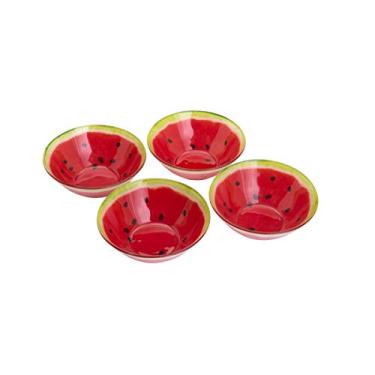 Imagem de CJ 4 BOWLS VIDRO MELANCIA VERMELHO 15x6cm