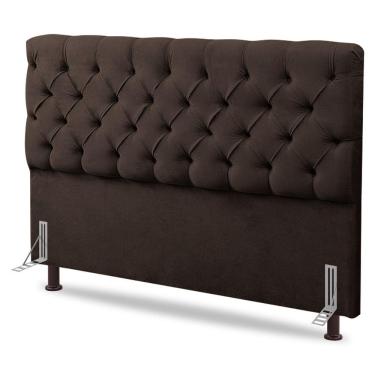 Imagem de Cabeceira Cama Box Casal Lylla 140cm Capitonê com Frame Suede Marrom - Abmaza