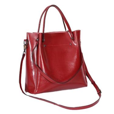 Imagem de Bolsa de mão de couro legítimo para mulheres, bolsa de ombro, tote messenger hobo bag, pasta com alça ajustável (D)