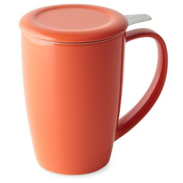 Imagem de FORLIFE Caneca de chá Curve Tall com infusor e tampa, 425 ml, cenoura