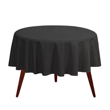 Imagem de Gee Di Moda Toalha de mesa redonda – Toalha de mesa redonda preta de 178 cm para mesas redondas de 60 a 122 cm – Tecido lavável resistente – para mesa de buffet, festas de fim de ano, jantar,