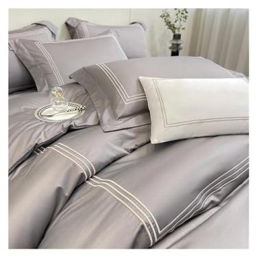 Imagem de Jogo de cama 100% algodão luxuoso, capa de edredom, cama de casal/queen/solteiro, lençóis de cama (C 200 x 230 cm 4 peças)