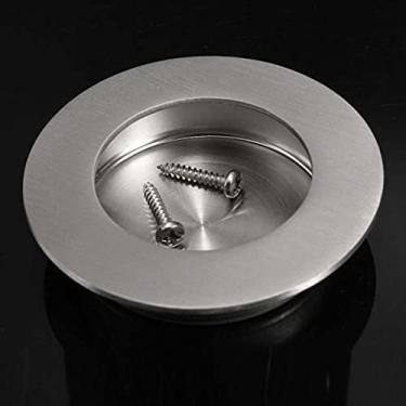 Imagem de Maçaneta da porta de aço inoxidável nivelada puxada recuada Circular oval Gaveta retangular embutida para ferramentas domésticas, circular