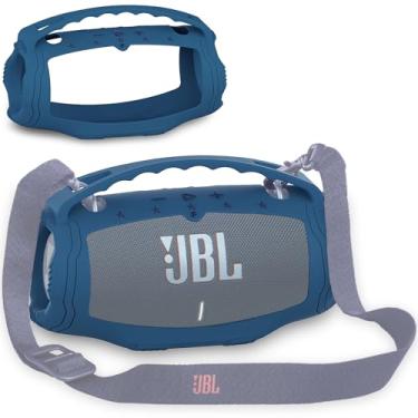 Imagem de JCHPINE Capa de silicone para alto-falante Bluetooth portátil JBL Xtreme 4, suporte protetor para JBL Xtreme 4 Acessórios de alto-falante Bluetooth portátil (apenas capa) (azul)