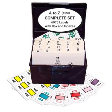 Imagem de Alphabet Labels for File Folders, A to Z plus Mc Complete Set with File Box and Indexes, Doctor Stuff, 225 Stickers of Each Letter, 6075 Labels, POS 3400- POAM Series, Medical Chart Color Code Labels