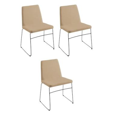 Imagem de Kit 3 Cadeiras Decorativa Sala de Jantar Anne Linho Bege G17 - Gran Belo