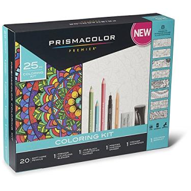 Imagem de Prismacolor Lápis Premier Soft Core Kit de Livro de Colorir para Adultos com Liquidificador, Marcador de Ilustração, Borracha, Apontador e Livro de Colorir, 25 Peças