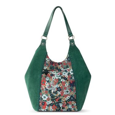 Imagem de The Sak Bolsa de ombro Roma Shopper - Sakroots Bolsa grande e sacola com alças duplas e bolsos com zíper para uso diário e viagens, Emerald Mojave Garden, Medium