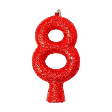Imagem de Vela Puro Glitter Vermelha N 8 - Embalagem com 1 unidade.