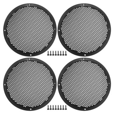 Imagem de ACROPIX Capa universal para grades de alto-falante de carro de 20,32 cm em malha redonda de 20,32 cm caixa protetora de subwoofer com parafusos de montagem ABS preto - Pacote com 4