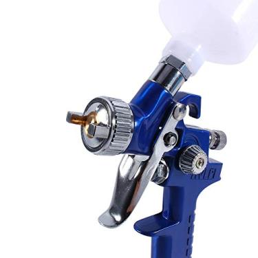 Imagem de HVLP Mini Pistola de Pintura a Ar Bico de Aço Inoxidável 0,8mm 100ml Alimentação por Gravidade Azul para Modelagem de Desenho Artístico Capacidade do Copo 1/4 Rosca Macho