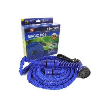 Imagem de Mangueira De Jardim Magica Flexivel Expansivel Elastica 15m - Azul - M
