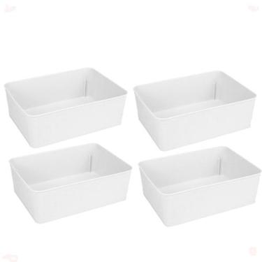Imagem de Kit 4 Cesto Multiuso Decorativo Branco 19x13,5x6,5Cm - 123 Organizei