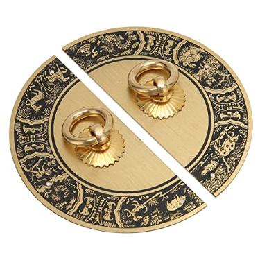 Imagem de Puxador estilo placas chinesas antigas, vintage, retrô, requintadas, entalhes, alças de latão antigo, auspicioso, decoração de casa, preferida, aba de puxar para armário de porta dupla com parafuso,
